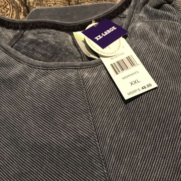 Green Tea size XX Large casual striped top new with tags Blue Fog see pics - Picture 4 of 4